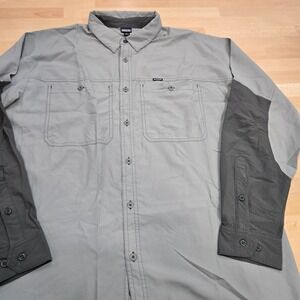 Patagonia Mens L Long Sleeve Button Up Hiking Shirt Gray Contrast Work